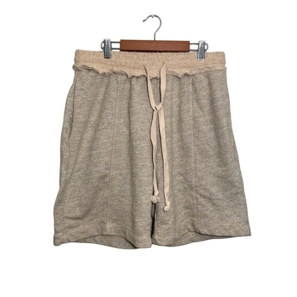Maronie Fleece Shorts Women's Medium Long Stretch Drawstring Comfort Pockets Tan